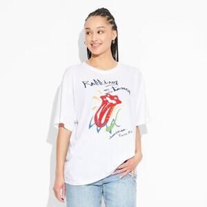 NWT The Rolling Stones Oversized‎ Short Sleeve Graphic T-Shirt White Women's XXL